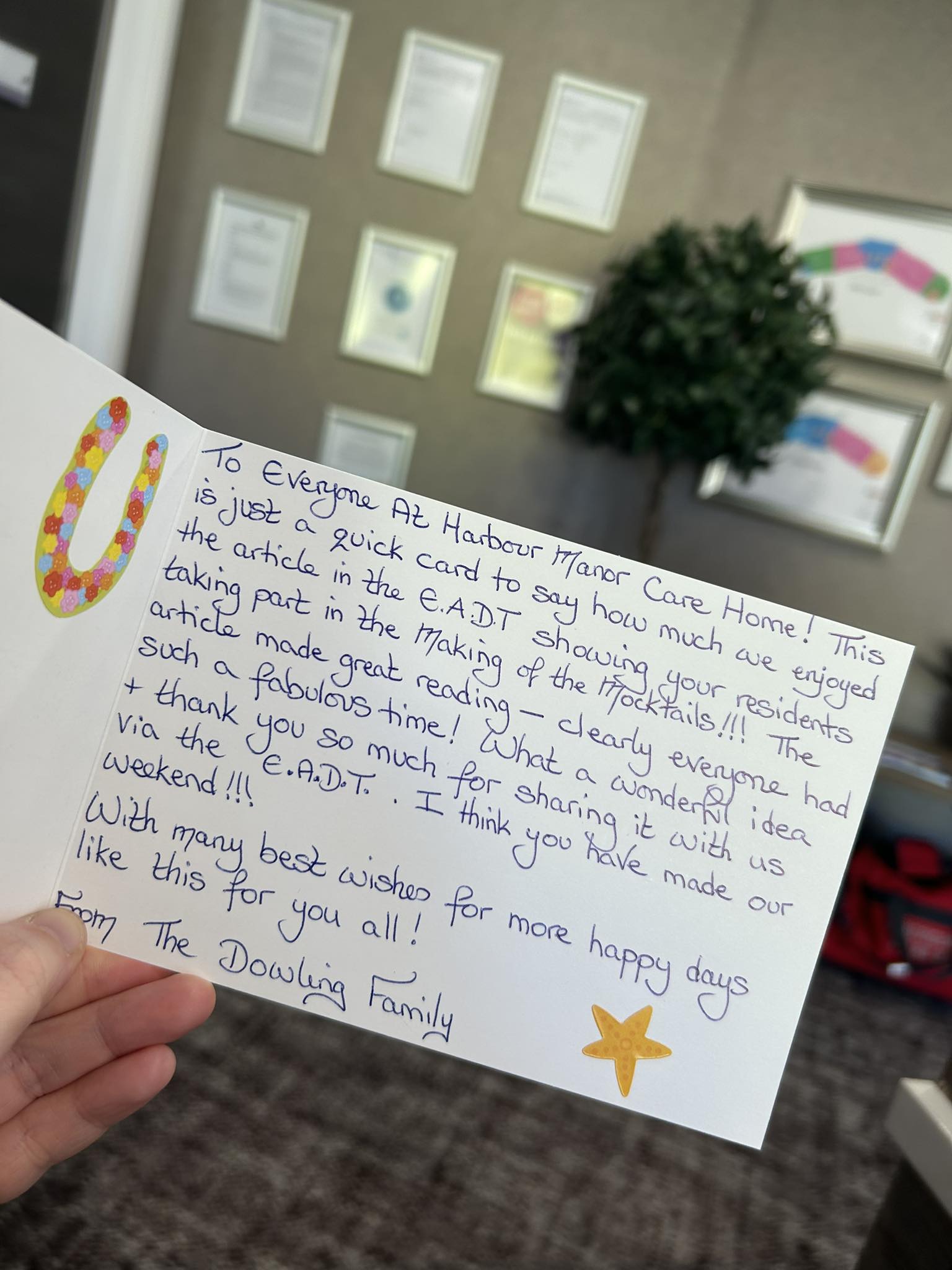Harbour Manor Celebrates Heartfelt Thanks from Grateful Family